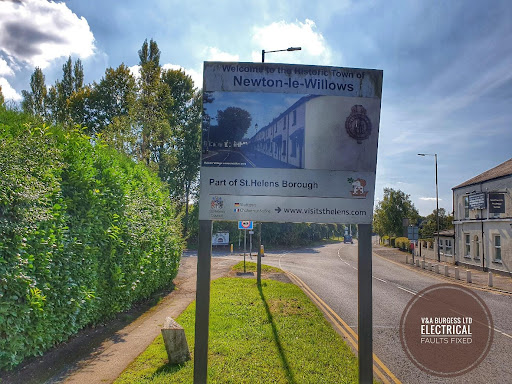 Newton-Le-Wills sign photographed by Electrical Faults Fixed