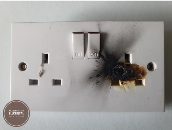 Burnt Plug socket - Electrical Faults Fixed in Bickershaw