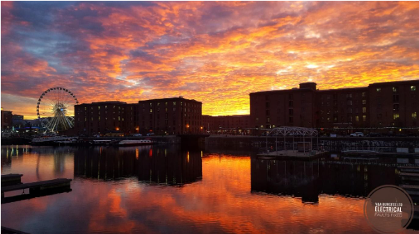 Albert Dock with Red Sunset - Electrical Faults Fixed, Liverpool