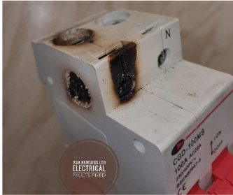 A burnt out Main Linked Switch - Electrical Faults Fixed, Liverpool