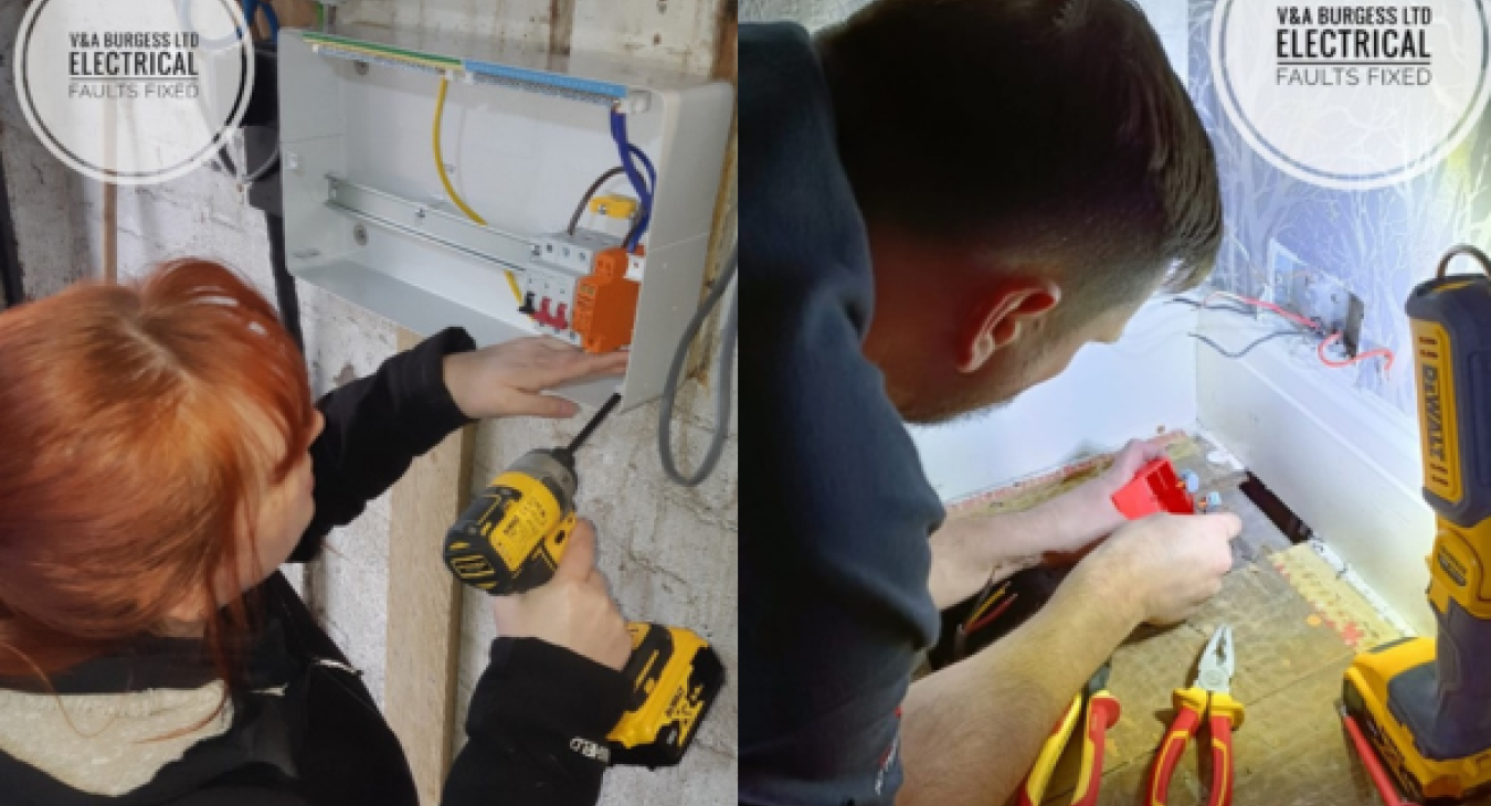 Electricians in Liverpool: Kate & Paul performing electrical work. 
